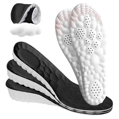 4D Cloud Height Increase Insoles for Men Wowen - Cloud Tech Insole, Soft Memory Foam Insoles, Comfort Steppers Height Increase Insoles Trim to Fit for Men Women (Black, 1.4-in US Men 8-11)