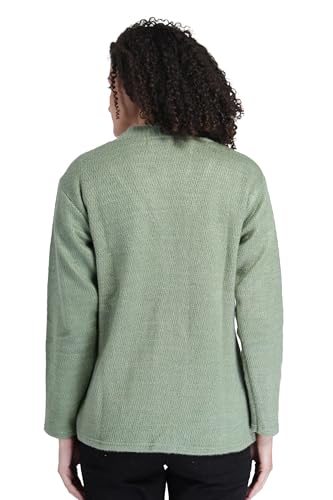 Image of MANRA Women's Woolen V-Neck Buttoned Full Sleeve Cardigan Self Design Soft Wool Fabric Winter Wear Pure Wool Sweater Fully Warm with Front Pockets Stylish Cardigan