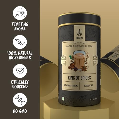 Image of House of Hindraj King of Spices Masala Masala Tea Loose Leaves 180 g Traditional Spiced Chai with Clove, Cardamom, Ginger & Cinnamon Caffeine-Free, Aromatic & Refreshing