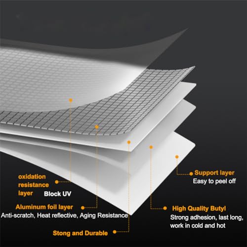 wasserdichtes klebeband außen, Butylband Aluminiumfolien, Butyl Dichtband, abdichtband wasserfest blinkendes Klebeband zur Reparatur für Dachleckage, Oberflächenriss, Fensterbankspalt 5cm x 5M
