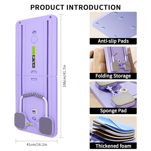 Image of Pilates Reformer, 4 In 1 Pilates, Abdominal Wheel Push-Up Automatically Bounces Timereformer Pilates, Abdominal Board Pilates Multifunction For Home And Gym (Purple)