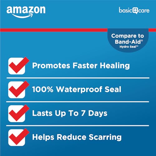 Amazon Basic Care 188386 Advanced Fast Healing Hydrocolloid Gel Bandages, 0.83 X 1.65 Inches Adhesive Pads thumb #3