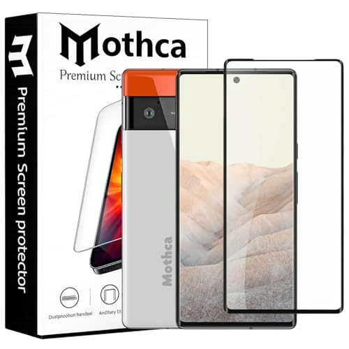 Image of Mothca advance Military-Grade Gorilla Tempered Glass Compatible with Google Pixel 6 | Black | Full Screen Protection | Scratch Resistant | Easy Installation Kit (Pack of 1)