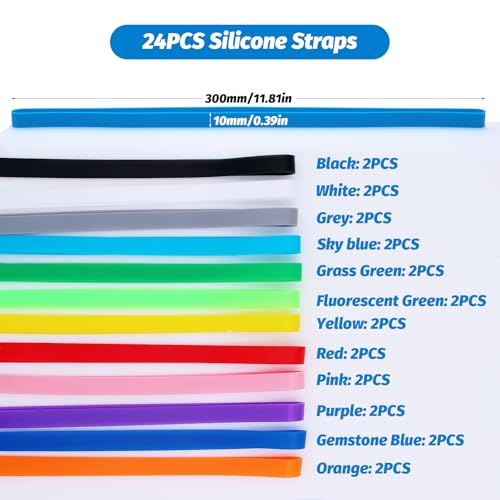 PWGHWG 24 Stück Handtuchbänder für Strandliegen, Gummibänder Breit Strandtuchhalter Band 30 × 1 cm Mehrfarbig Handtuchbänder Strand, Große Elastische Bands für Strandkörbe Strandzubehör(12 Farbe)