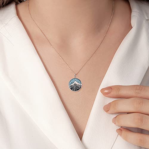 Lauren-Spencer Gemstone Mountain Necklace for Women Turquoise Sodalite Tumbled Chips Pendant Necklace Dainty Circle Mountain Range Necklaces for Women Girls Nature Jewelry Gift - Image 4