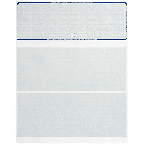 500 Blank Check Stock - Designed For Secure Computer Printed Checks With Quickbooks, And More - Blue Linen Pattern- 500 Sheets - 8.5 Inch X 11 Inch #TOP1