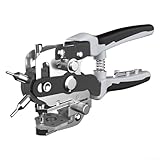 Yhenlovtt Leder-Lochwerkzeug für Uhrenarmbänder und Armbänder, robuste Gürtelstanzzange mit 6 verstellbaren Lochgrößen (2–4,5 mm), V-förmige Edelstahlspitze, ergonomischer TPR-Griff, 150 mm