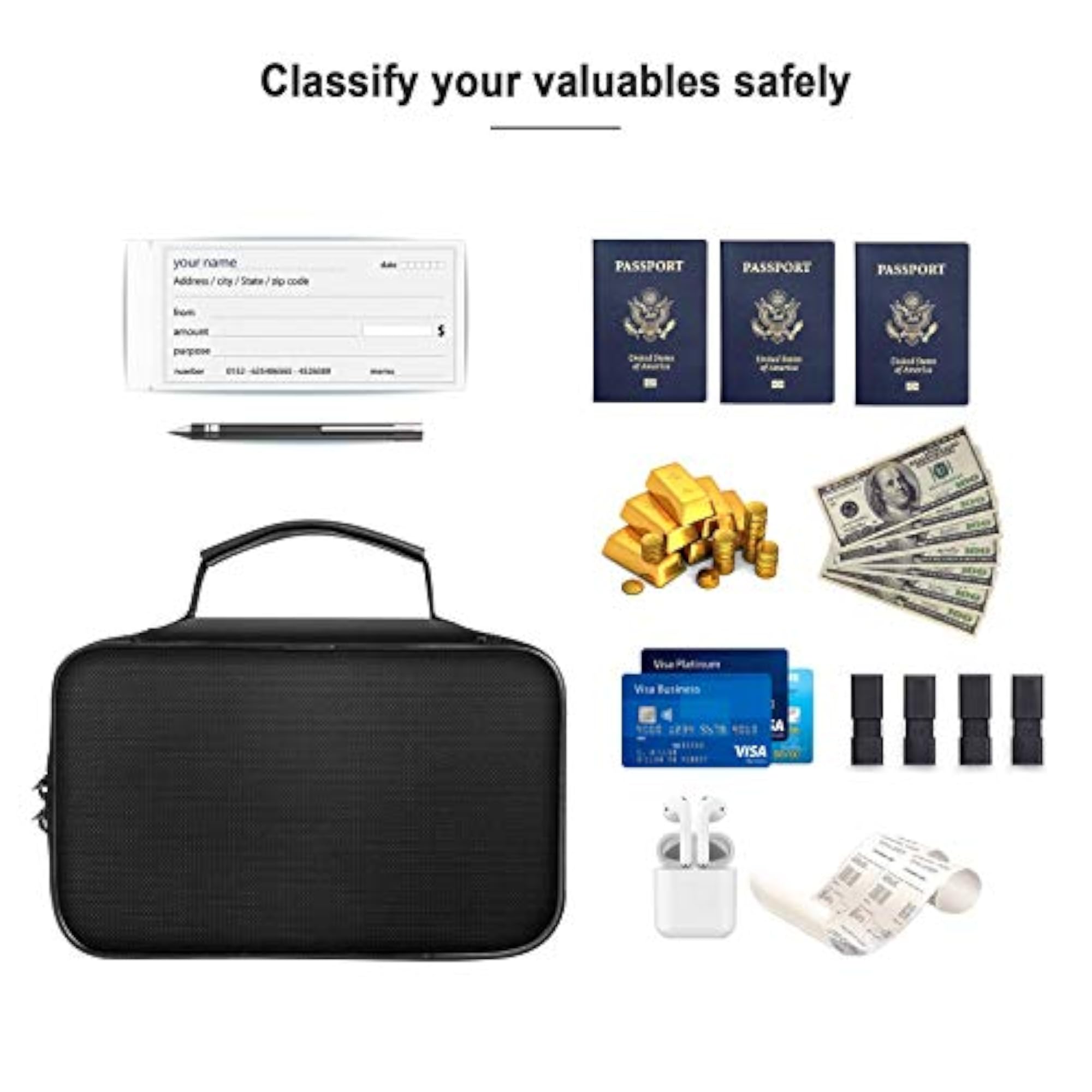 Small Fireproof Storage Organizer Case with Lock