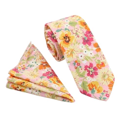 Corbata estrecha masculina casual de algodón con flores miniatura 1
