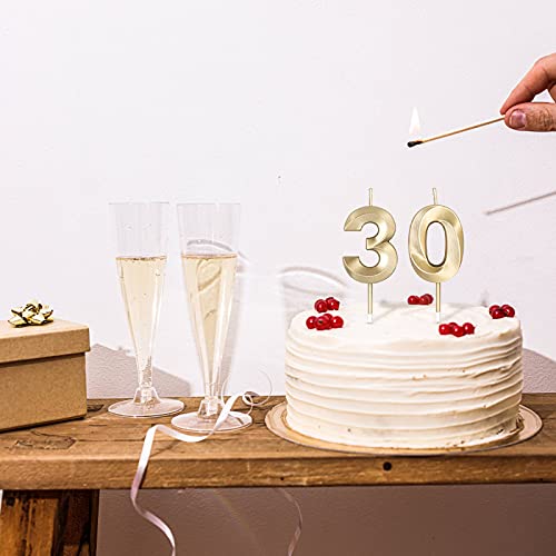 Bean Lieve Numeral Birthday Candles - Happy Birthday Cake Candles Numeric Candles Number 0 1 2 3 4 5 6 7 8 9 Used For Cake Decoration On Birthday And Wedding Anniversary Celebration (Champagne Gold) #TOP2