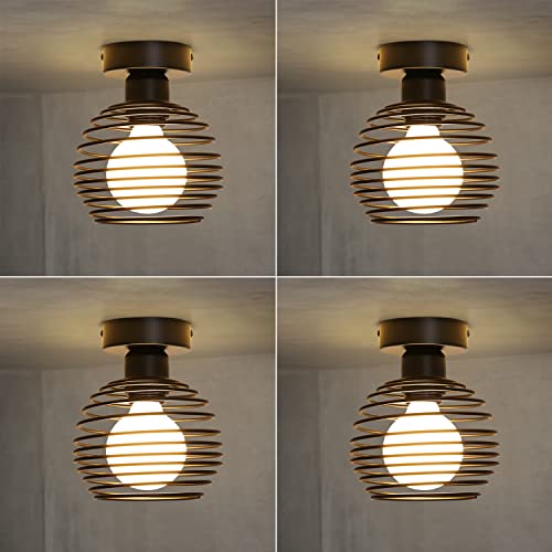 Plafonnier de plafond industriel cage métal rustique noir lot de 4 pour salon chambre