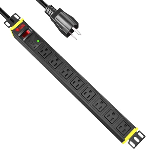 Protector eléctrico Rack Mount PDU, 8 tomas, 15A, 120V, con interruptor luminoso, 19 pulgadas, para servidor y equipo AV