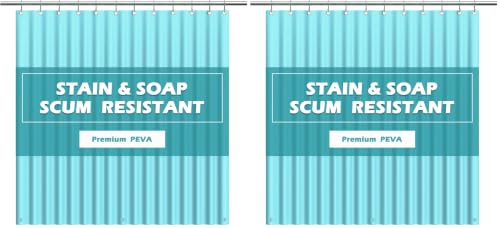 Image of EHZNZIE Aqua Shower Curtain Liner 72x72, PEVA Waterproof Bath Curtain, No Chemical Smell, 3 Weighted Magnets, Durable with Rustproof Metal Grommets (Pack of 2)