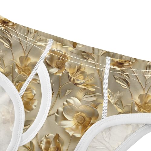 Boys' Exclusive Briefs Toddler Underwear 95% Combed Cotton Boxerbriefs 2T Golden Floral Pattern 254