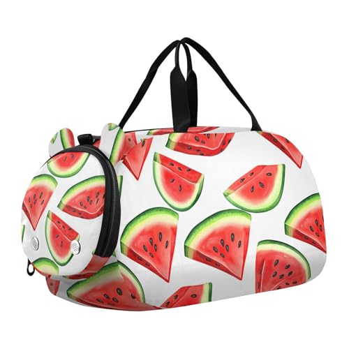 Red Fruit White Kids Travel Duffel Bag for Boys Girls Overnight Weekend Tote Bag with Shoes Compartment for Beach Swim Trip