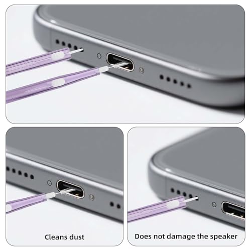 Image of 12 Pcs Phone Cleaner Tool for Charging Port and Speaker, 68mm Precision Brush, Phone Cleaning Kit, Ideal for Smartphones and Small Spaces(Brown)