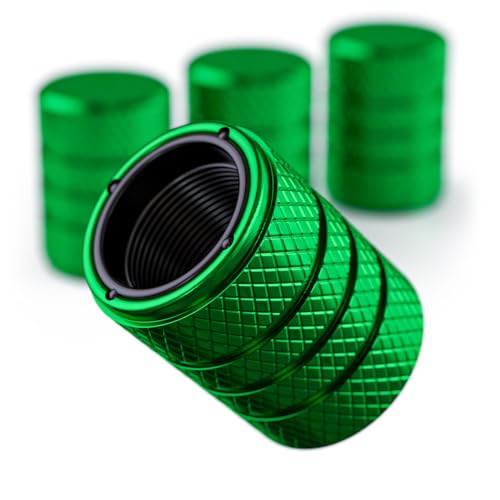 PC Autoworks Aluminum Tire Valve Stem Caps – Anti-Rust, Premium Anodized Aluminum, Corrosion-Resistant, Easy Install, Universal Fit for Car, Truck, Bike, SUV – 1 Pack/Set of 4 (Lime Green)