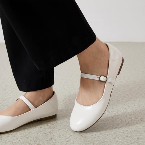 Image of Rekayla Flats for Women Mary Jane Shoes Women Round Toe Ballet Flats with Buckle Strap Comfortable Dress Shoes for Work Casual Daily Wear