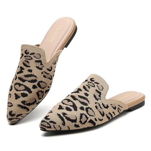 Image of Tilocow Knit Mules Office Slip on Loafers Business Casual Flats for Women