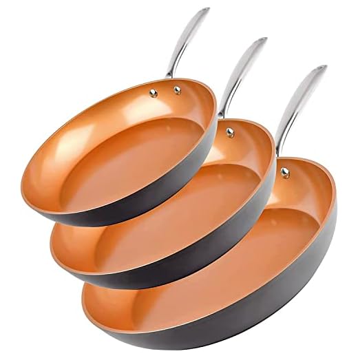 Gotham Steel Hard Anodized 8” 10” & 12” Premium Chef’s Skillet Set, with Ultimate Nonstick Ceramic & Titanium Coating, Oven and Dishwasher Safe, Brown, Large