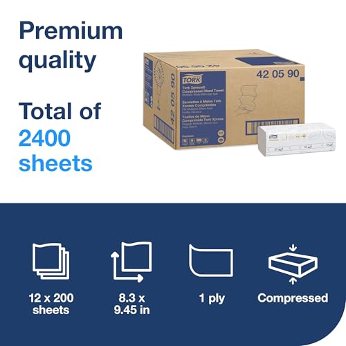 Tork Xpress Compressed Multifold Hand Towel H2, 12 x 200 Sheets, 420590 - image 2