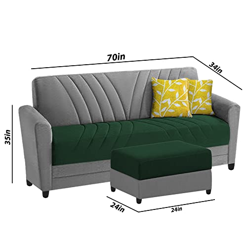 Image of Francis 3 Seater Sofa with Ottoman Set for Living Room (Green Grey Fabric)