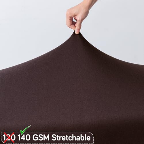 Image of HOKIPO 'SereneSolids' 140 GSM Polyester Blend Stretchable Dining Bench Slipcover, Coffee (AR-6245-CFE)