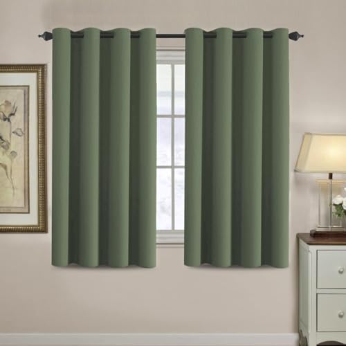 Image of H.VERSAILTEX Blackout Curtain for Living Room Thermal Insulated Window Treatment Curtain 54 inch Length Energy Saving Solid Grommet Top Blackout Drape, One Panel, Bronze Green, 52 inch W x 54 inch L