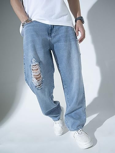 Image of Hubberholme Men's Knee Distressed Loose Fit Jeans