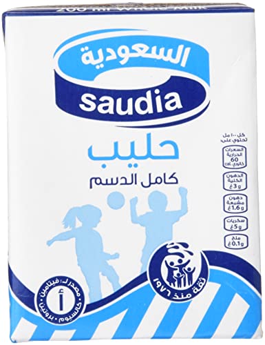 حليب السعودية كامل الدسم، 24 × 200 مل - عبوة من 1