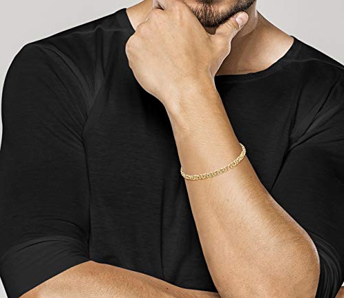 Miabella 18K Gold Over Silver Italian 4Mm Flat Byzantine Link Chain Bracelet For Women Teen Girls, 925 Italy (Length 6.5 Inches (X-Small)) #TOP3