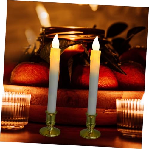 2 Velas sin Llama LED Reutilizables de ABS Tono Beige para Centro de Mesa 4