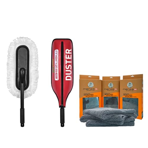 Image of 300GSM Multipurpose Microfiber Cloth (Pack of 3) & Wax Treated Car Duster Combo | Ultra Soft & Scratch-Free | Superior Absorbency for Car Bike Cleaning Polishing Washing & Detailing