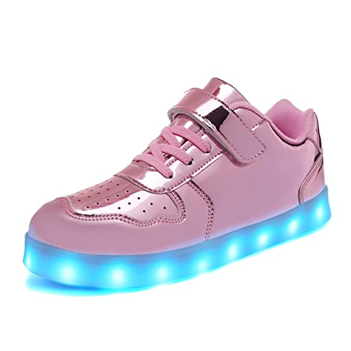 Wooowyet Kids LED Sneakers for Boys Hook&Loop Low Light Up Shoes LED Girls USB Recharging