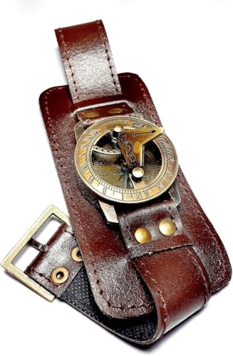 Brújula de Sol Vintage con Brazalete de Cuero Marrón miniatura 3