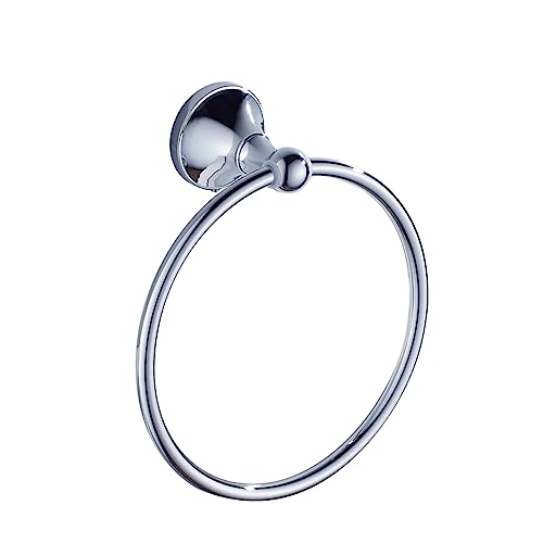 VILLCASE Round Towel Ring Chrome Plated Copper Material Elegant Hanging Bathroom Towel Holder for Home School and Hotel Durable and Simple Design