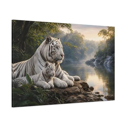 Tableau tigre blanc grand format toile imprimée de luxe 120x80