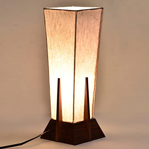 ExclusiveLane Sheesham Wooden 'Pyramid' Table Lamp for Bedroom & Living Room (14 Inch, Wood, Without Bulb, Pack of 1) |Bedside Table Lamp Side Table Lamps for Home Decoration Office Side Lamp - Image 5