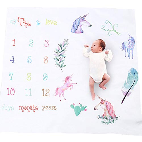 Bambino Milestone Coperta Neonato, Foto Puntelli Sfondo Con Grafico Mensile di Crescita per Ragazze e Ragazzi