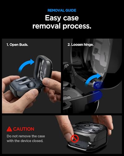 Image of Spigen Ultra Hybrid | Samsung Galaxy Buds 4 / Buds 4 Pro Case [Carabiner Included] [Shock Proof] [Light & Compact] TPU+PC - Zero One Black