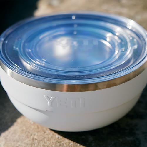 Image of YETI Rambler Bowls, Vacuum Insulated, Stackable and Nestable Stainless Steel Bowl with Lid, 1 Quart, Sea Stone