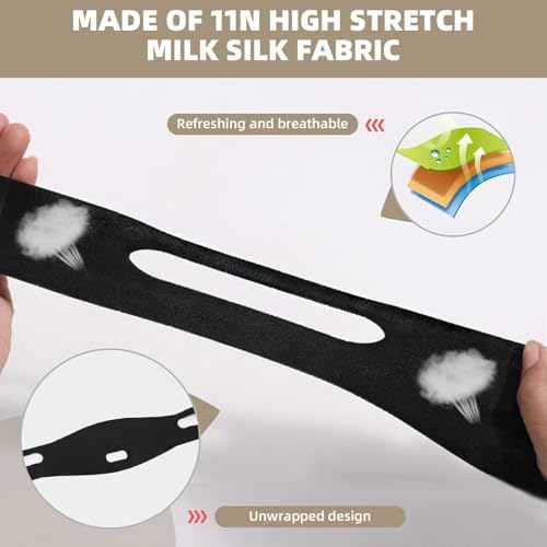 V-Line Lifting Mask - Double Chin Reducer and Face Shaper with High-Elastic Fit, Reusable Chin Strap and Depuffing Tape for Skin Tightening, Sagging Skin Relief and Slimming for Men and Women