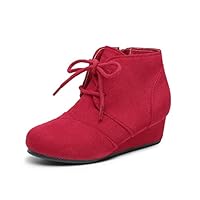 DREAM PAIRS Girls Low Wedge Heel Booties Side Zipper Ankle Boots Toddler/Little Kid/Big Kid