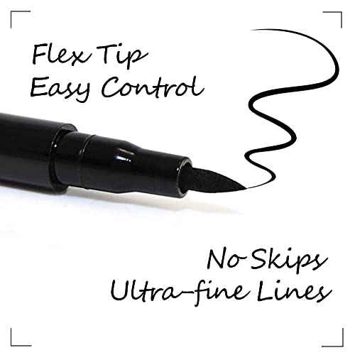 Erinde 6Pcs Liquid Eyeliner Pencil, Ultra Precise Grip Precision Felt Eyeliner, Waterproof, Quick-Drying & Smudge Resistant Magic Black Liquid Eyeliner Pen For Cat Eye Liner Makeup #TOP1