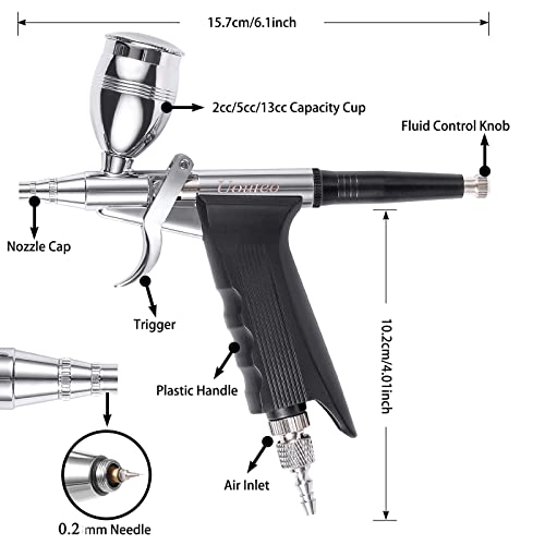 Image of Airbrush Trigger Gun Double Action Air Brush with 0.2 mm Needles 2CC /5CC /13CC Cup for Painting