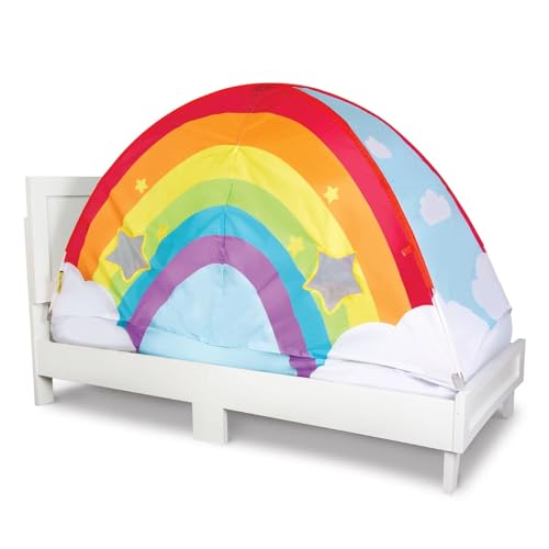 GOOD BANANA Kids’ Rainbow Bed Tent for Twin Beds, Ventilated Indoor Play Tent, Magical Play Fort, Easy Set-Up, Hugs Mattress Firmly, Promotes Independent Play, Stimulates Imagination, 42” x 36” x 76”