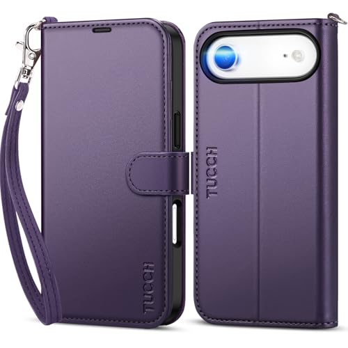 Étui Portefeuille iPhone Air Violet Foncé en Simili Cuir Haute Qualité