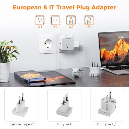 Image of TESSAN All European Italy Travel Plug Adapter Kit