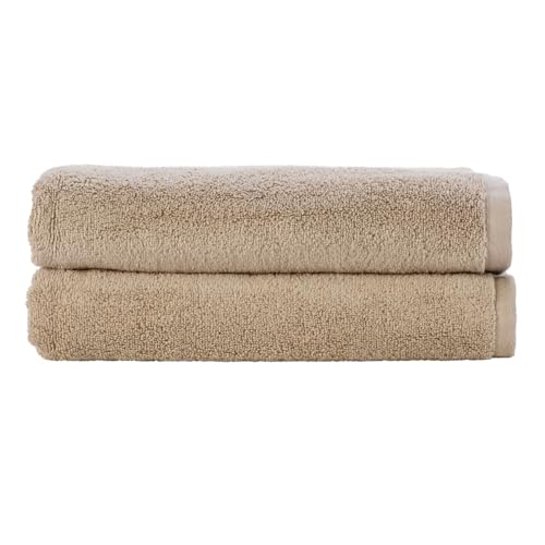 Christy Cirrus Lightweight Bath Sheets | Set of 2 Extra Large Towels | Super Soft and Fluffy | Quick Dry Bathroom Shower Towels | 100% Cotton | Latte Beige