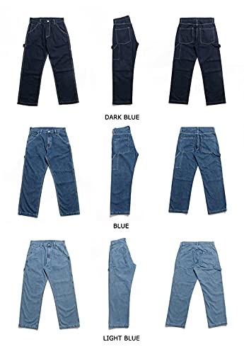 Men's Jeans Big Wide Pants Cotton Relaxed-Fit Carpenter Jean Denim Pants Hip Hop Blue4